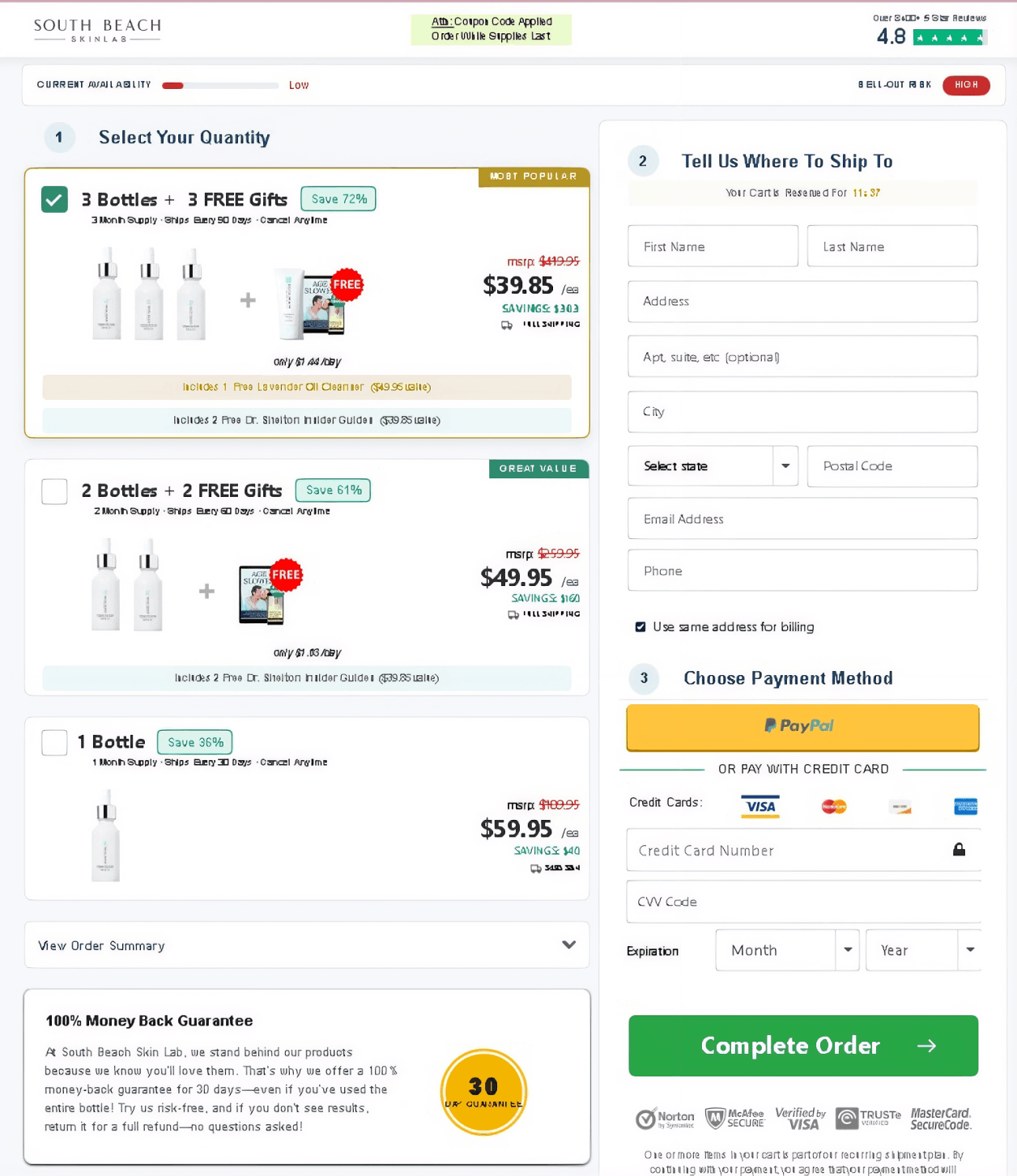 SouthBeachCollagenFillerSerum Checkout page 
